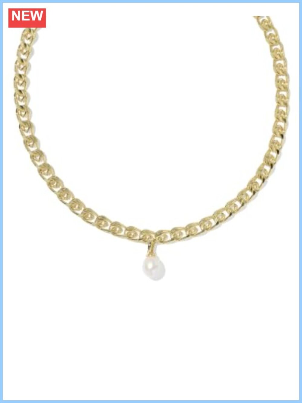 Freshwater Pearl Chain Necklace Gold Plated Brass 16in Lobster Clasp